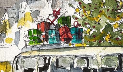 After-Work: Urbane Weihnachtsstaffage im Urban Sketching